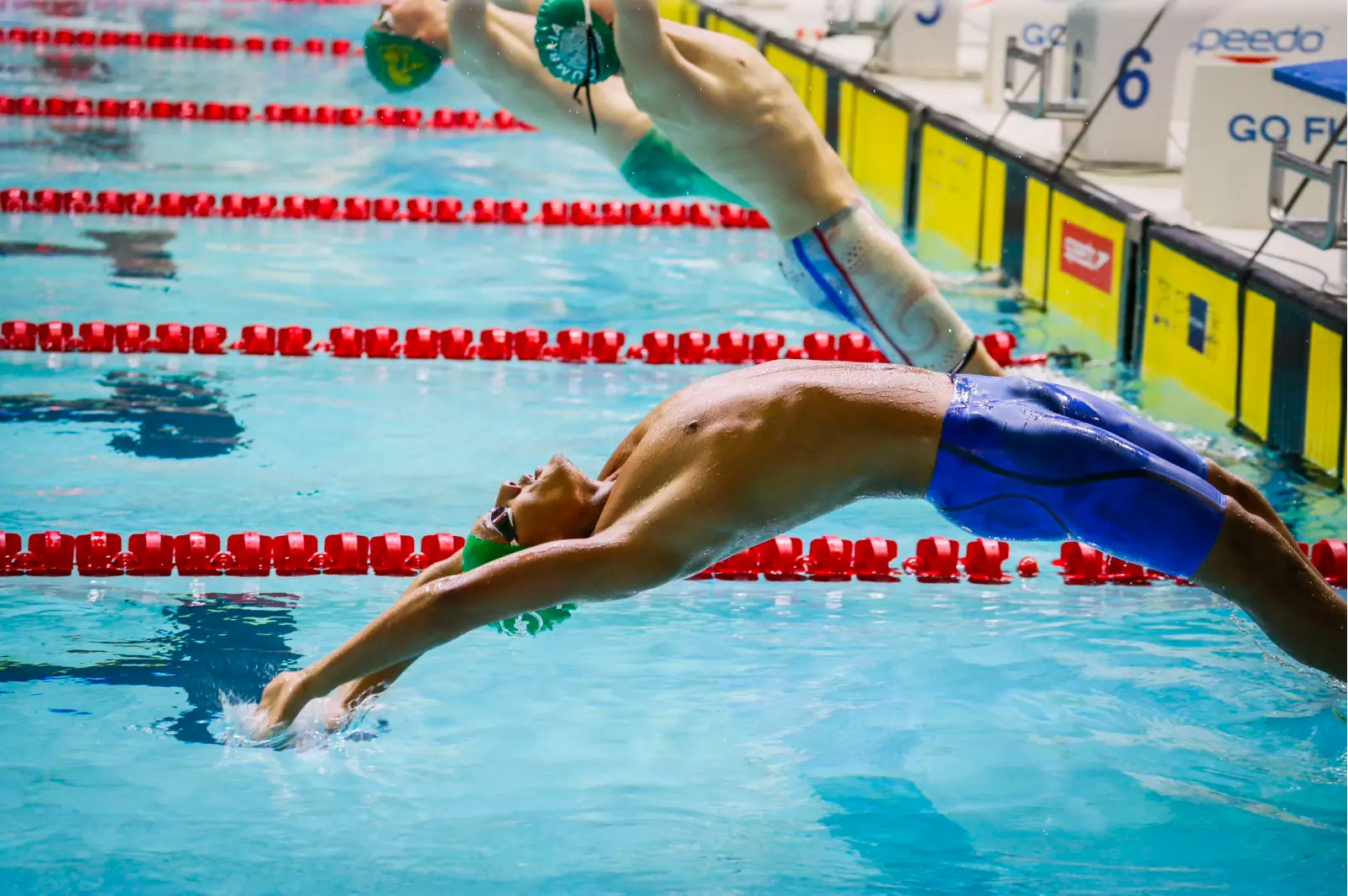Grantham Swim Club swimmer at the start of a backstroke race