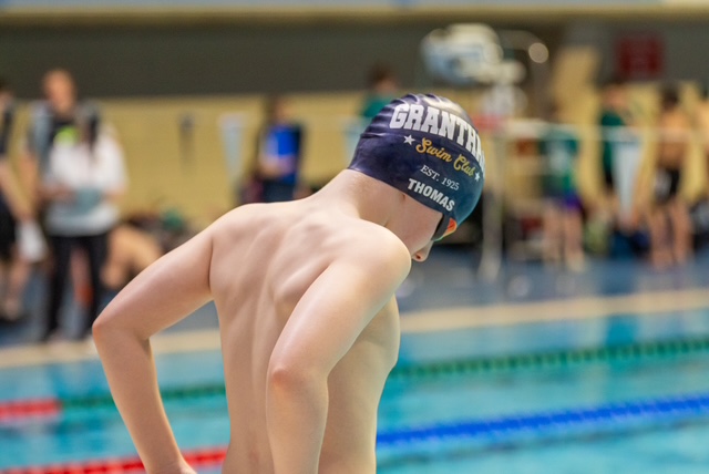 Grantham swimmer poised on the blocks
